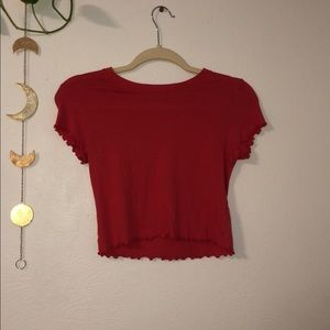 Red Pacsun Lettuce Edge Crop Top
